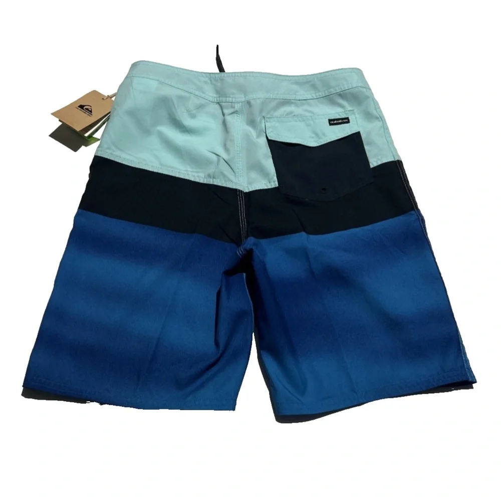 Quiksilver Boardshorts‎ Youth Size 29 Swim Trunks Blue Pocket & Drawstring NWT